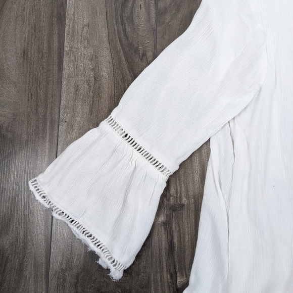 Hollister White Sheer Boho Blouse Extra Small - Picture 2 of 8